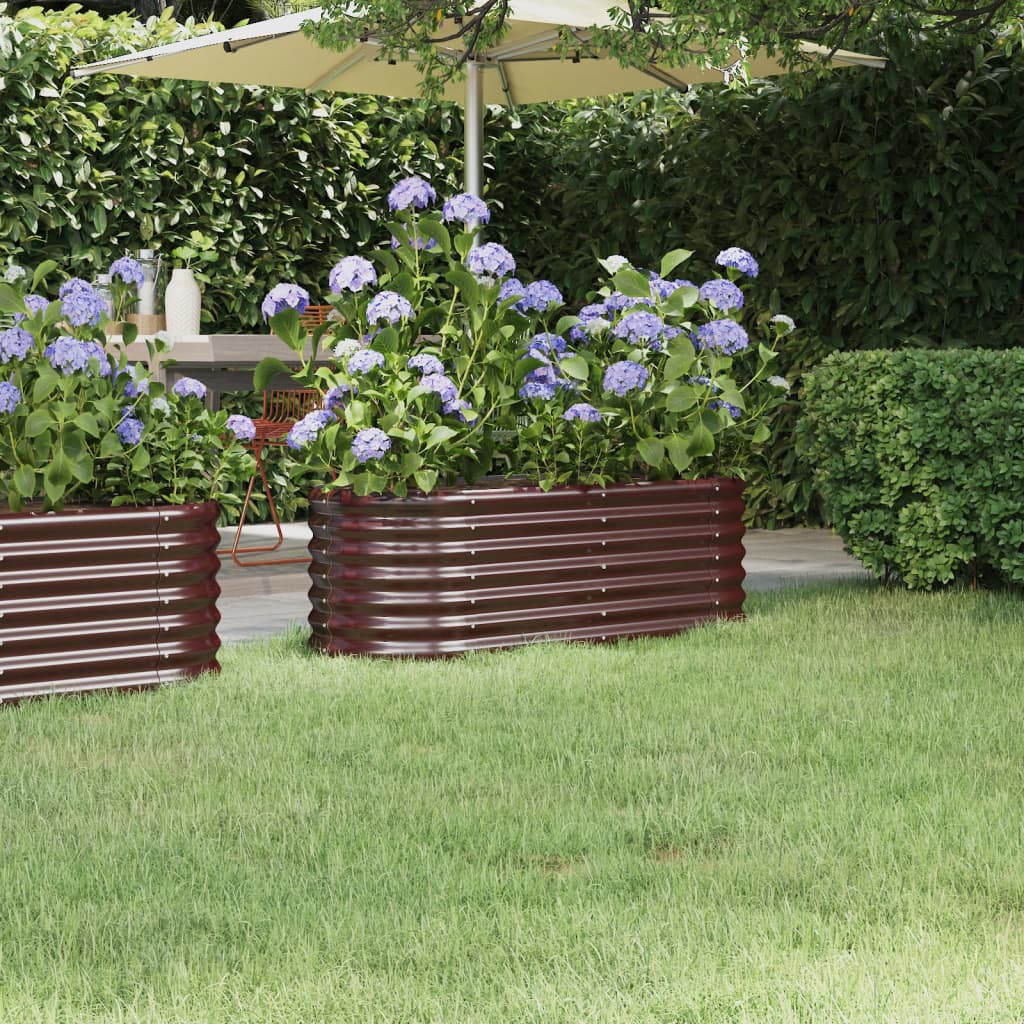 vidaXL Jardinera acero con recubrimiento en polvo marrón 114x40x36 cm