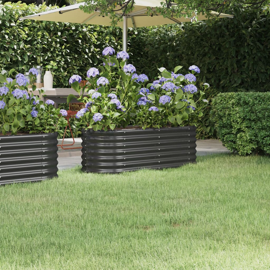 vidaXL Jardinera acero con recubrimiento polvo antracita 114x40x36 cm