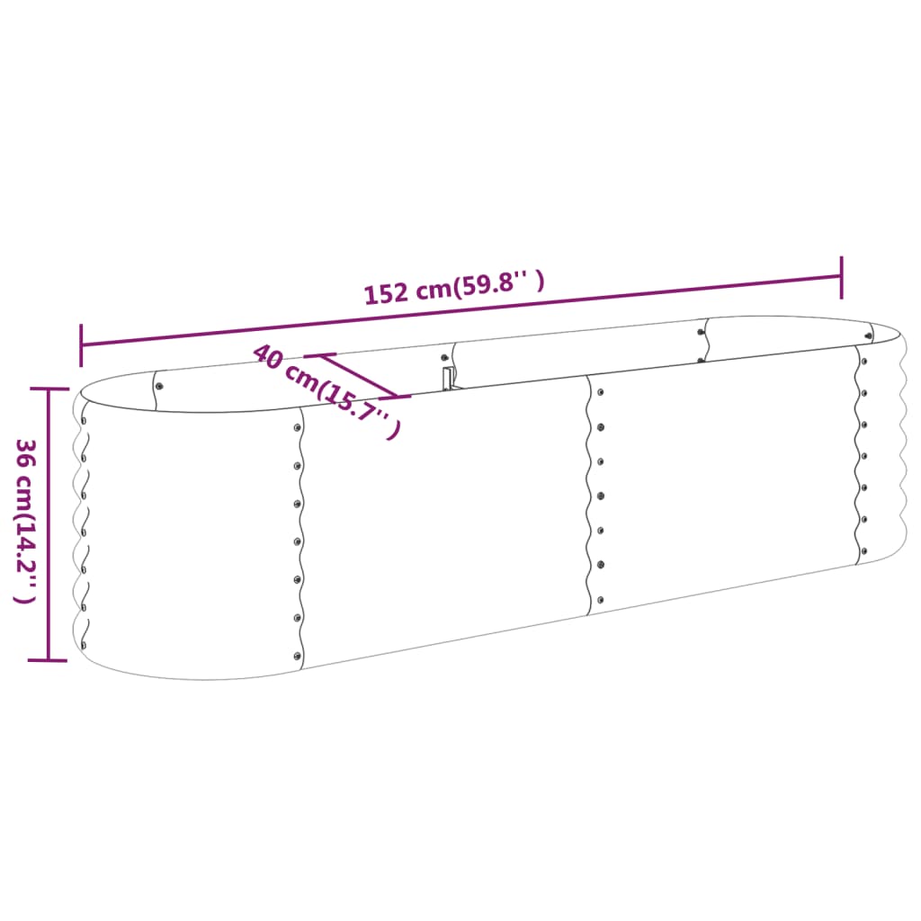 vidaXL Jardinera de acero con recubrimiento en polvo gris 152x40x36cm