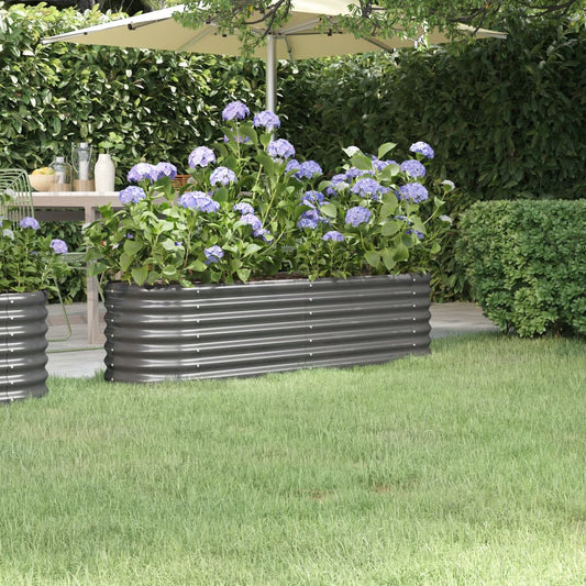 vidaXL Jardinera de acero con recubrimiento en polvo gris 152x40x36cm