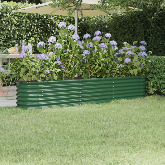 vidaXL Jardinera arriate acero recubrimiento polvo verde 224x40x36 cm