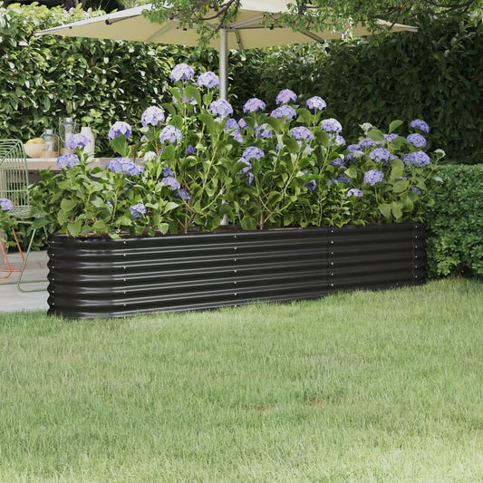 vidaXL Jardinera acero con recubrimiento polvo antracita 224x40x36 cm