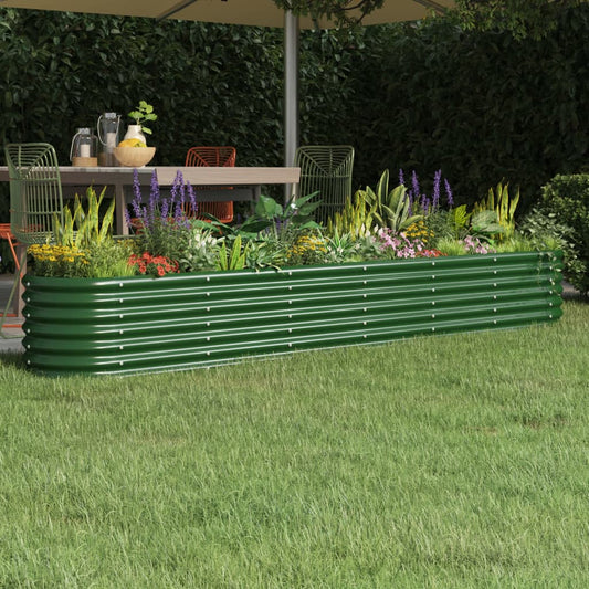 vidaXL Jardinera arriate acero recubrimiento polvo verde 260x40x36 cm