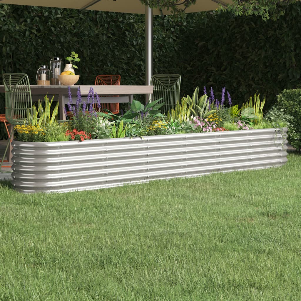 vidaXL Jardinera arriate acero recubrimiento polvo plata 260x40x36 cm