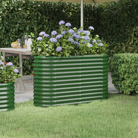 vidaXL Jardinera arriate acero recubrimiento polvo verde 114x40x68 cm