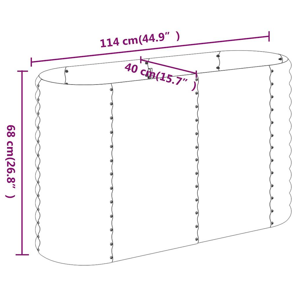 vidaXL Jardinera arriate acero recubrimiento polvo gris 114x40x68 cm