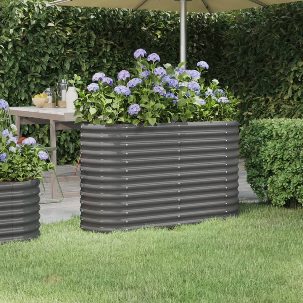 vidaXL Jardinera arriate acero recubrimiento polvo gris 114x40x68 cm