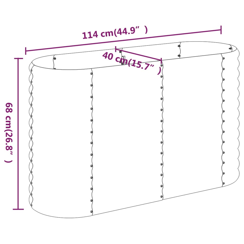 vidaXL Jardinera arriate acero recubierto polvo antracita 114x40x68 cm