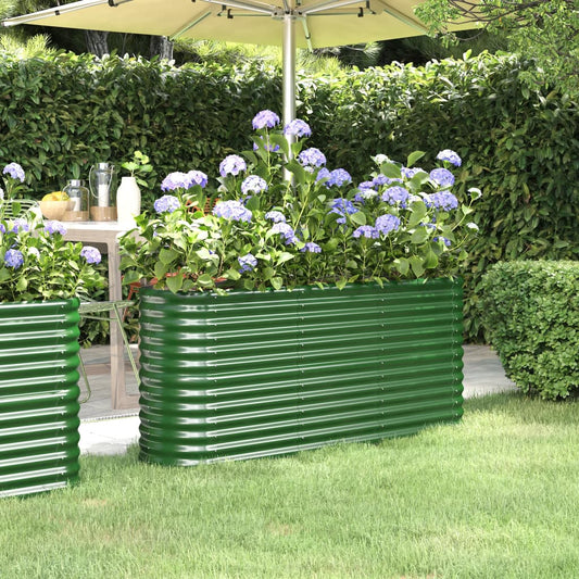 vidaXL Jardinera arriate acero recubrimiento polvo verde 152x40x68 cm