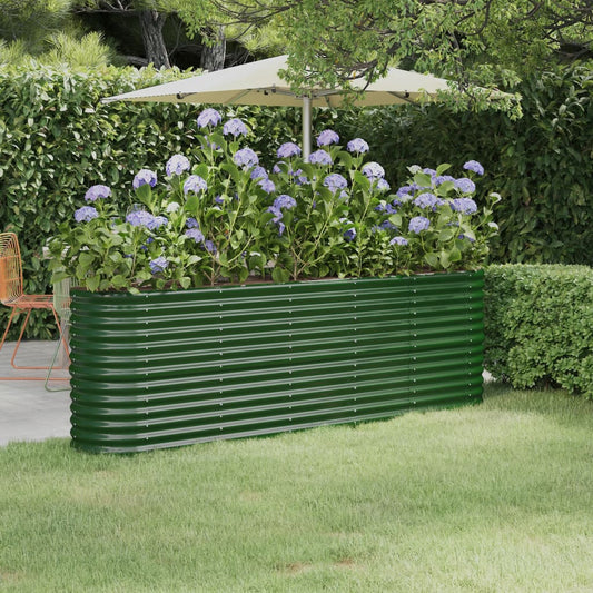 vidaXL Jardinera arriate acero recubrimiento polvo verde 224x40x68 cm