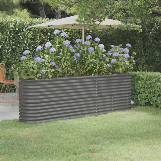 vidaXL Jardinera arriate acero recubrimiento polvo gris 224x40x68 cm