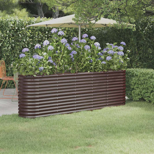 vidaXL Jardinera arriate acero recubrimiento polvo marrón 224x40x68 cm