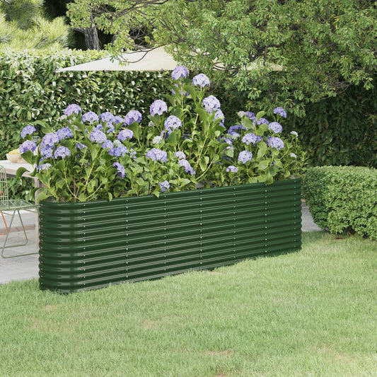 vidaXL Jardinera arriate acero recubrimiento polvo verde 260x40x68 cm