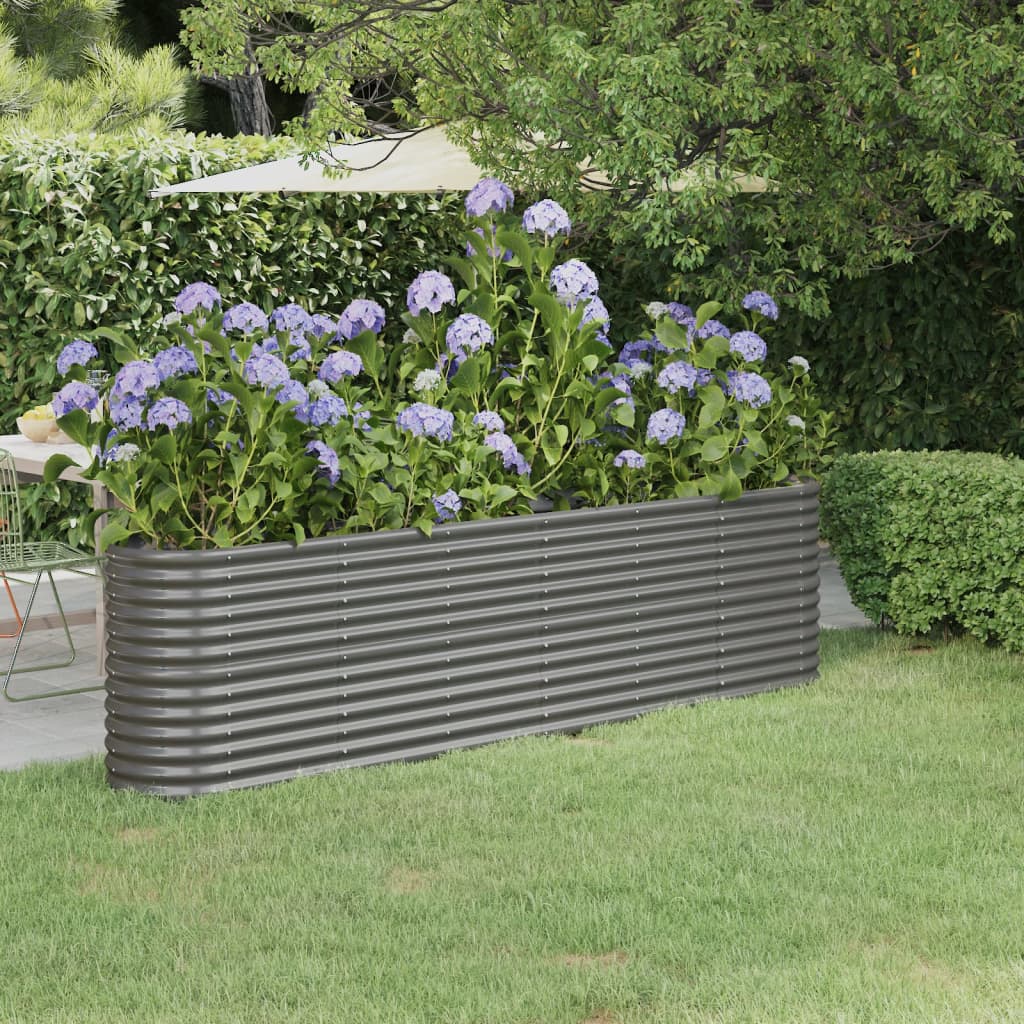 vidaXL Jardinera arriate acero recubrimiento polvo gris 260x40x68 cm