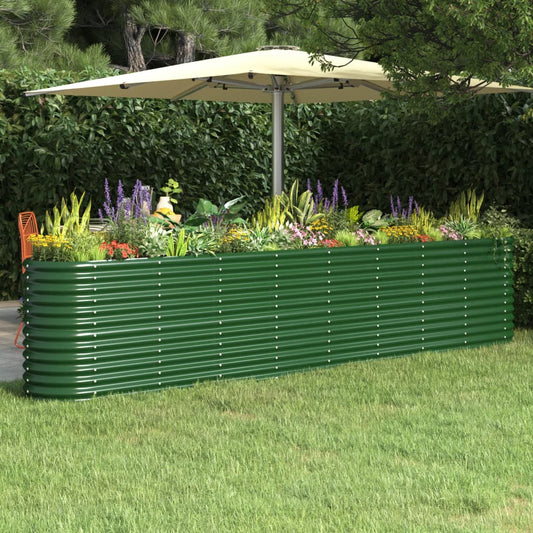 vidaXL Jardinera arriate acero recubrimiento polvo verde 332x40x68 cm