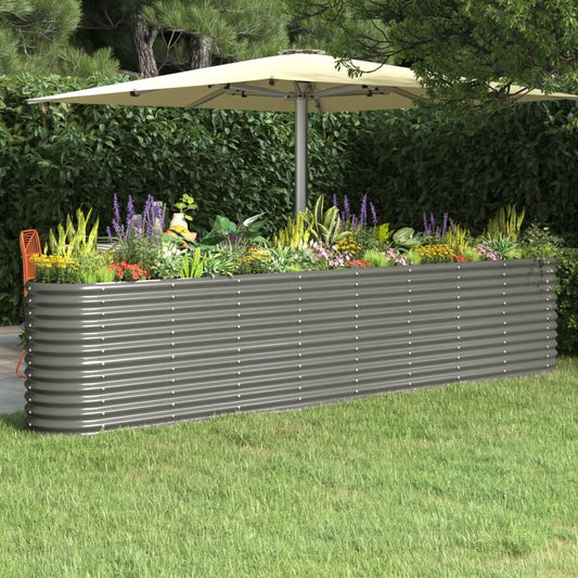 vidaXL Jardinera arriate acero recubrimiento polvo gris 332x40x68 cm