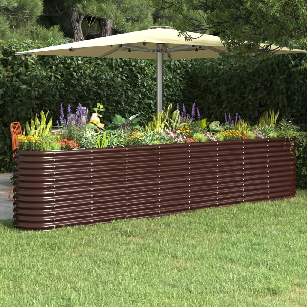 vidaXL Jardinera arriate acero recubrimiento polvo marrón 332x40x68 cm