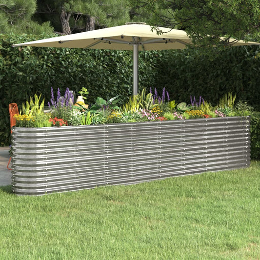 vidaXL Jardinera arriate acero recubrimiento polvo plata 332x40x68 cm