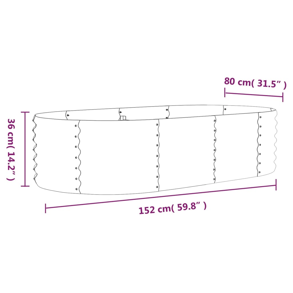 vidaXL Jardinera arriate acero recubrimiento polvo verde 152x80x36 cm