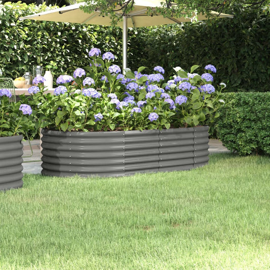 vidaXL Jardinera arriate acero recubrimiento polvo gris 152x80x36 cm