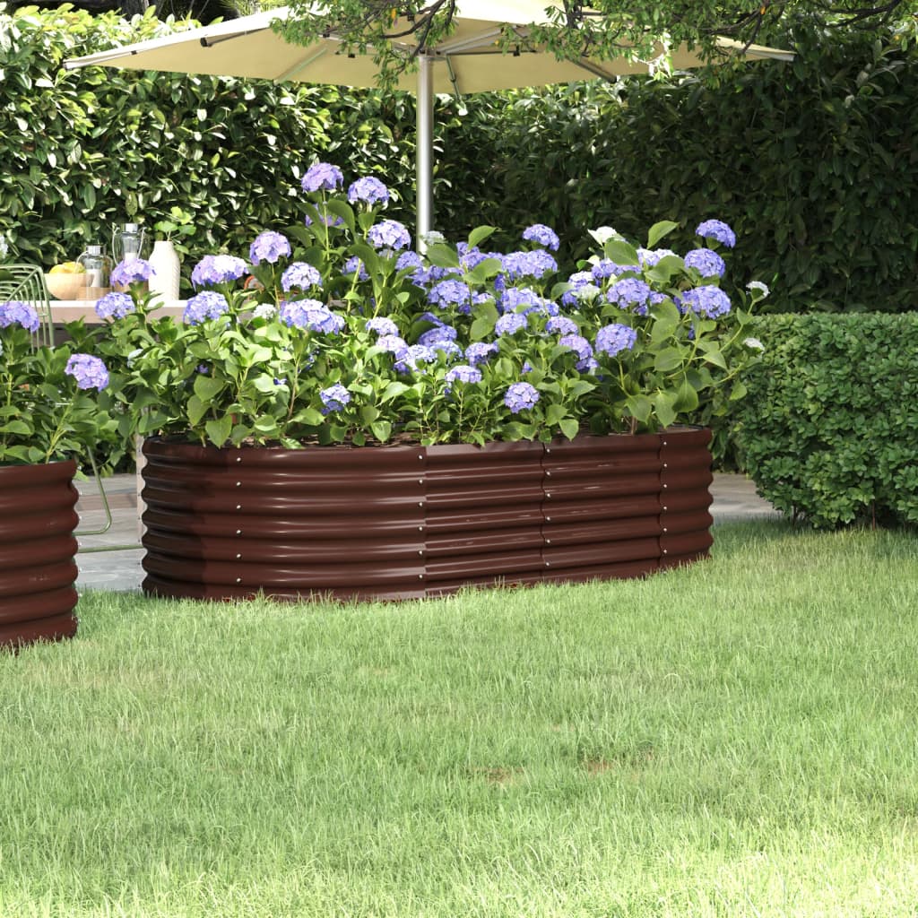 vidaXL Jardinera arriate acero recubrimiento polvo marrón 152x80x36 cm