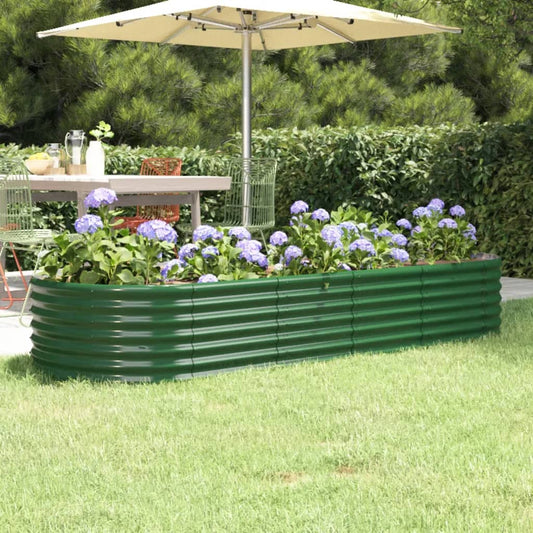 vidaXL Jardinera arriate acero recubrimiento polvo verde 224x80x36 cm