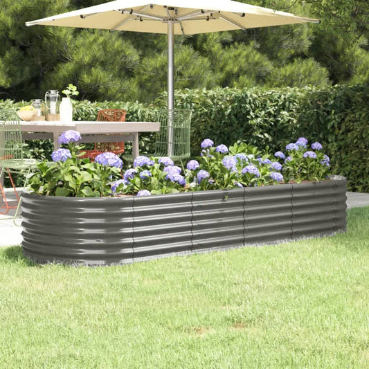 vidaXL Jardinera arriate acero recubrimiento polvo gris 224x80x36 cm