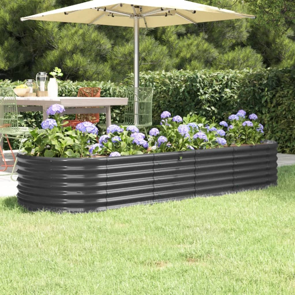 vidaXL Jardinera arriate acero recubierto polvo antracita 224x80x36 cm