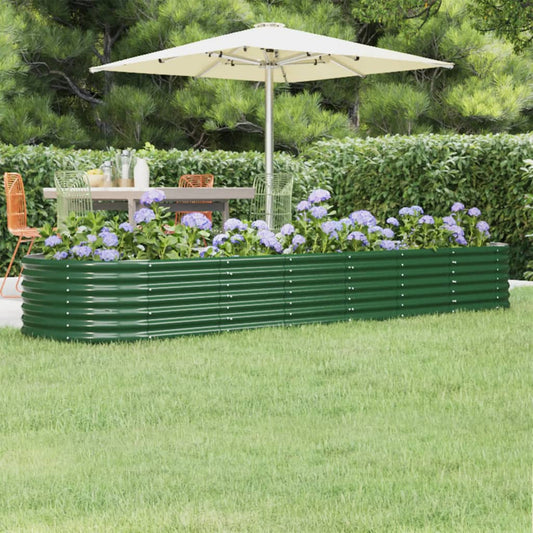 vidaXL Jardinera arriate acero recubrimiento polvo verde 296x80x36 cm