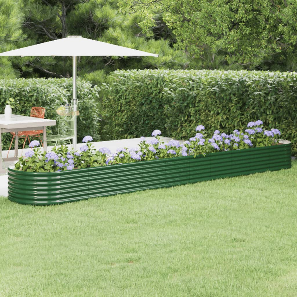 vidaXL Jardinera arriate acero recubrimiento polvo verde 440x80x36 cm