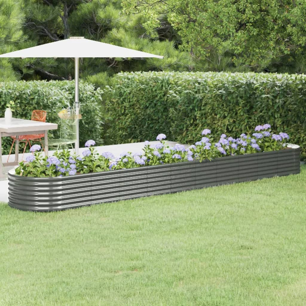 vidaXL Jardinera arriate acero recubrimiento polvo gris 440x80x36 cm