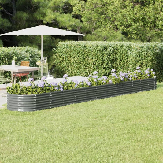 vidaXL Jardinera arriate acero recubrimiento polvo gris 512x80x36 cm