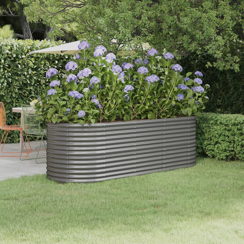 vidaXL Jardinera arriate acero recubrimiento polvo gris 224x80x68 cm