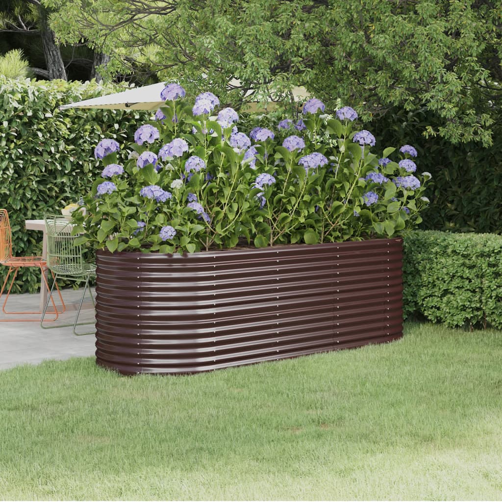 vidaXL Jardinera arriate acero recubrimiento polvo marrón 224x80x68 cm