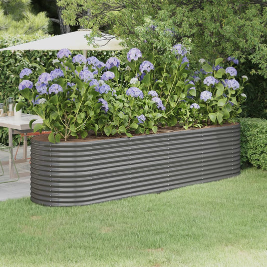 vidaXL Jardinera arriate acero recubrimiento polvo gris 296x80x68 cm