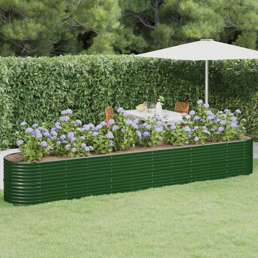 vidaXL Jardinera arriate acero recubrimiento polvo verde 440x80x68 cm