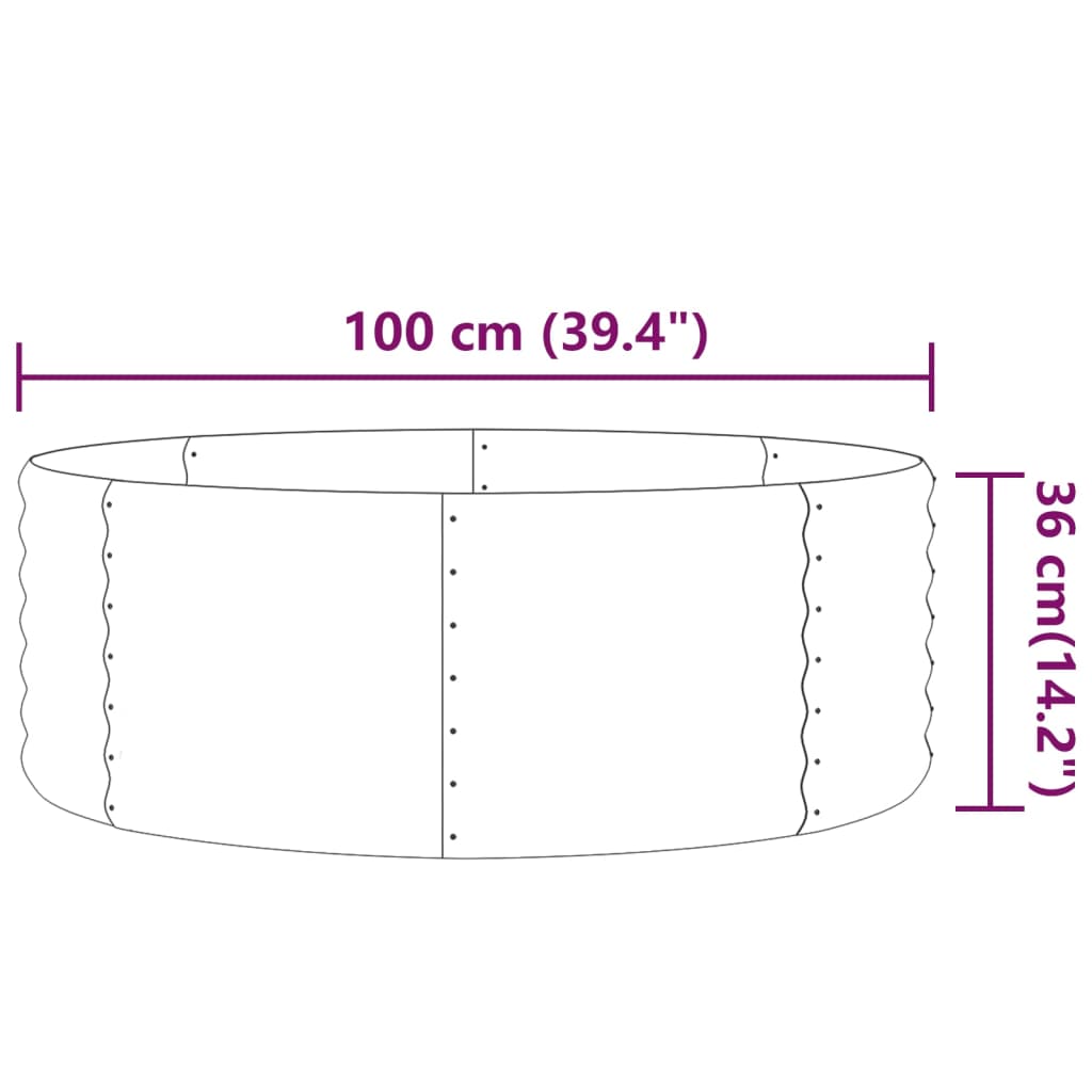 vidaXL Jardinera arriate acero recubrimiento polvo gris 100x100x36 cm