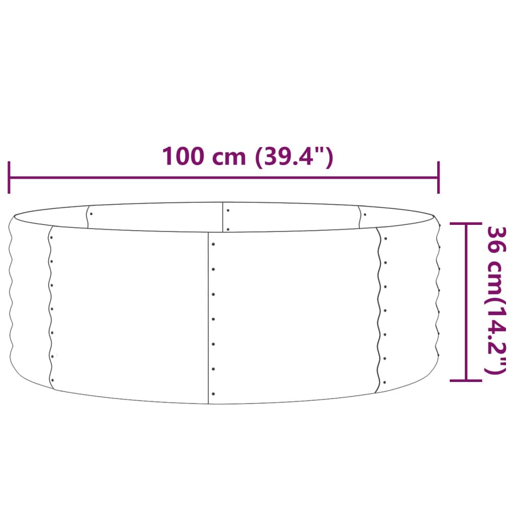 vidaXL Jardinera arriate acero recubrimiento polvo gris 100x100x36 cm