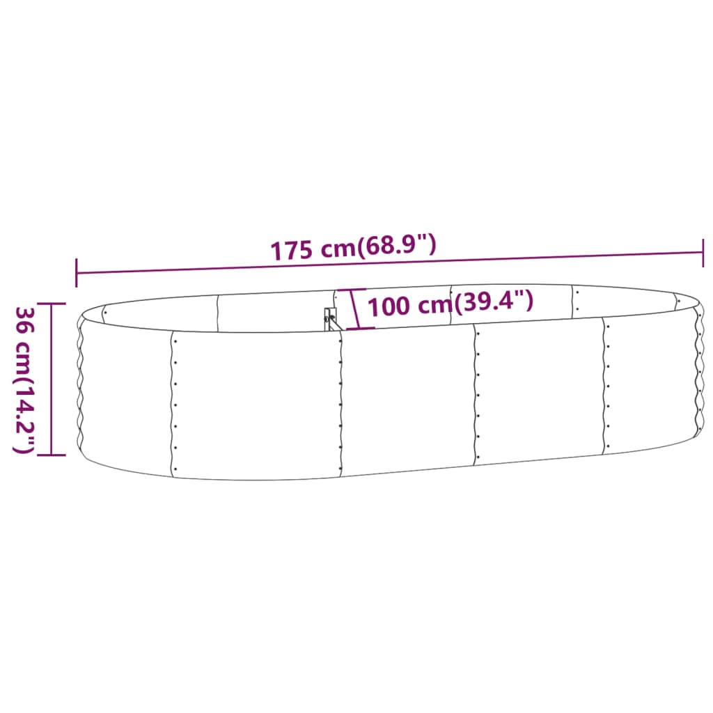 vidaXL Jardinera arriate acero recubrimiento polvo gris 175x100x36 cm