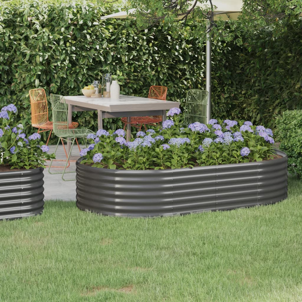 vidaXL Jardinera arriate acero recubrimiento polvo gris 175x100x36 cm