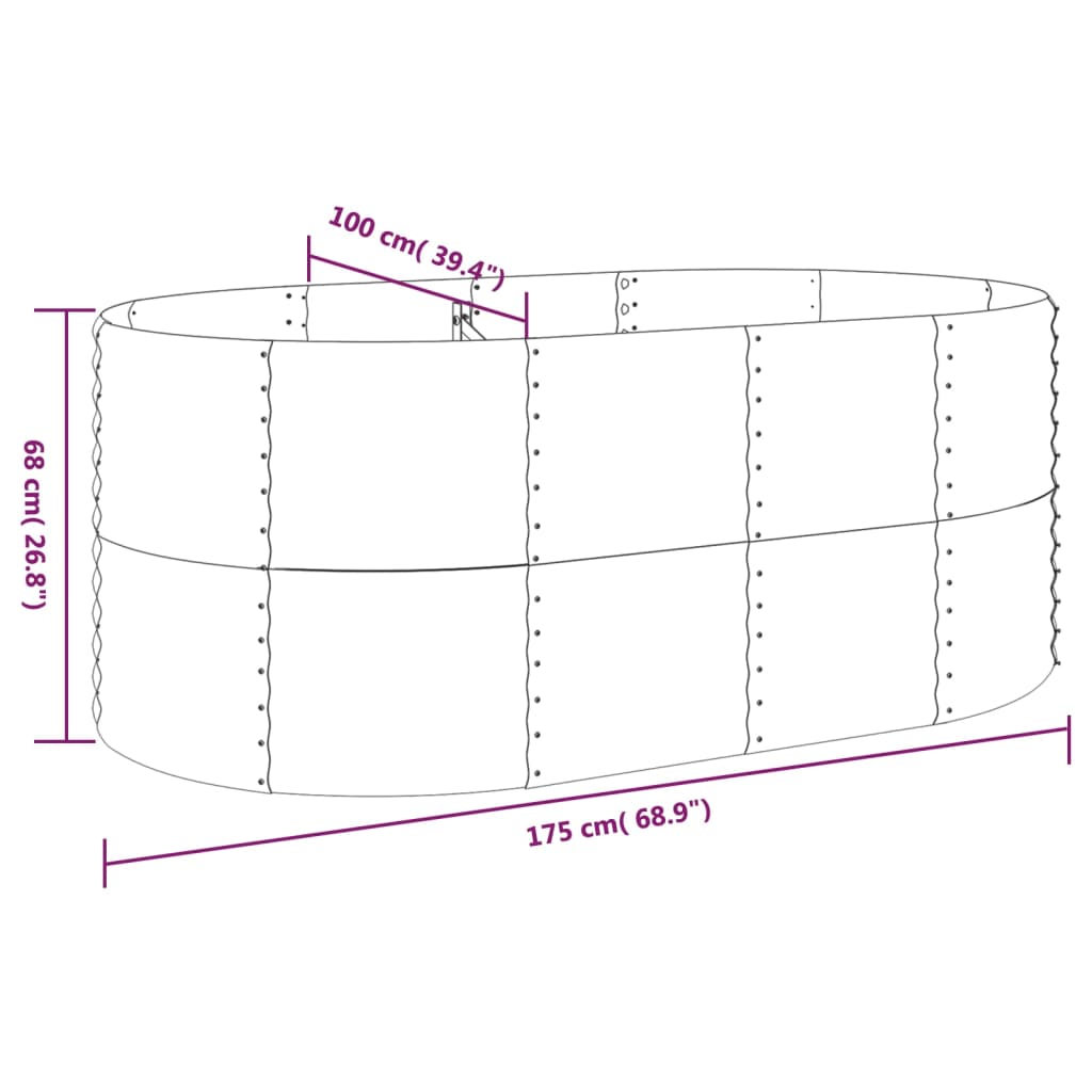 vidaXL Jardinera arriate acero recubrimiento polvo verde 175x100x68 cm