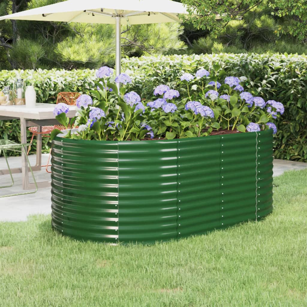 vidaXL Jardinera arriate acero recubrimiento polvo verde 175x100x68 cm