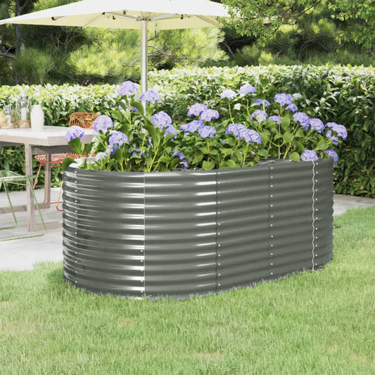 vidaXL Jardinera arriate acero recubrimiento polvo gris 175x100x68 cm