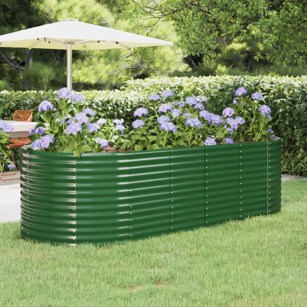 vidaXL Jardinera arriate acero recubrimiento polvo verde 249x100x68 cm