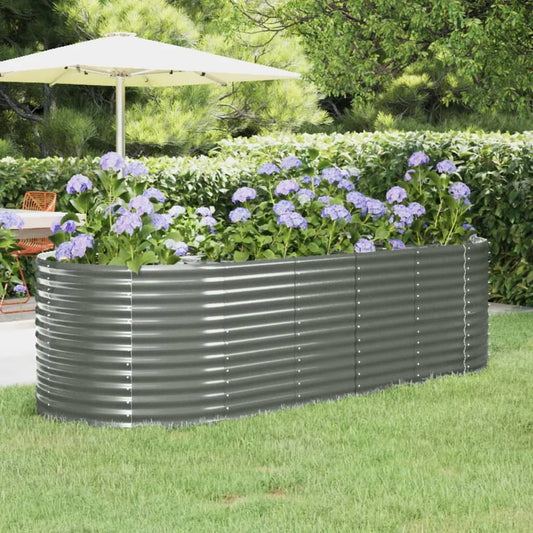 vidaXL Jardinera arriate acero recubrimiento polvo gris 249x100x68 cm