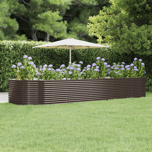 vidaXL Jardinera arriate acero recubrimiento polvo marrón 447x140x68cm