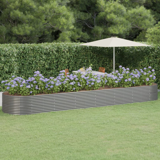 vidaXL Jardinera arriate acero recubrimiento polvo gris 584x140x68 cm