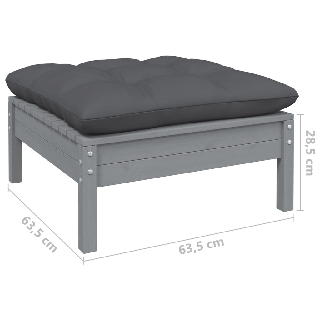 vidaXL Muebles de jardín 9 pzas y cojines gris madera de pino