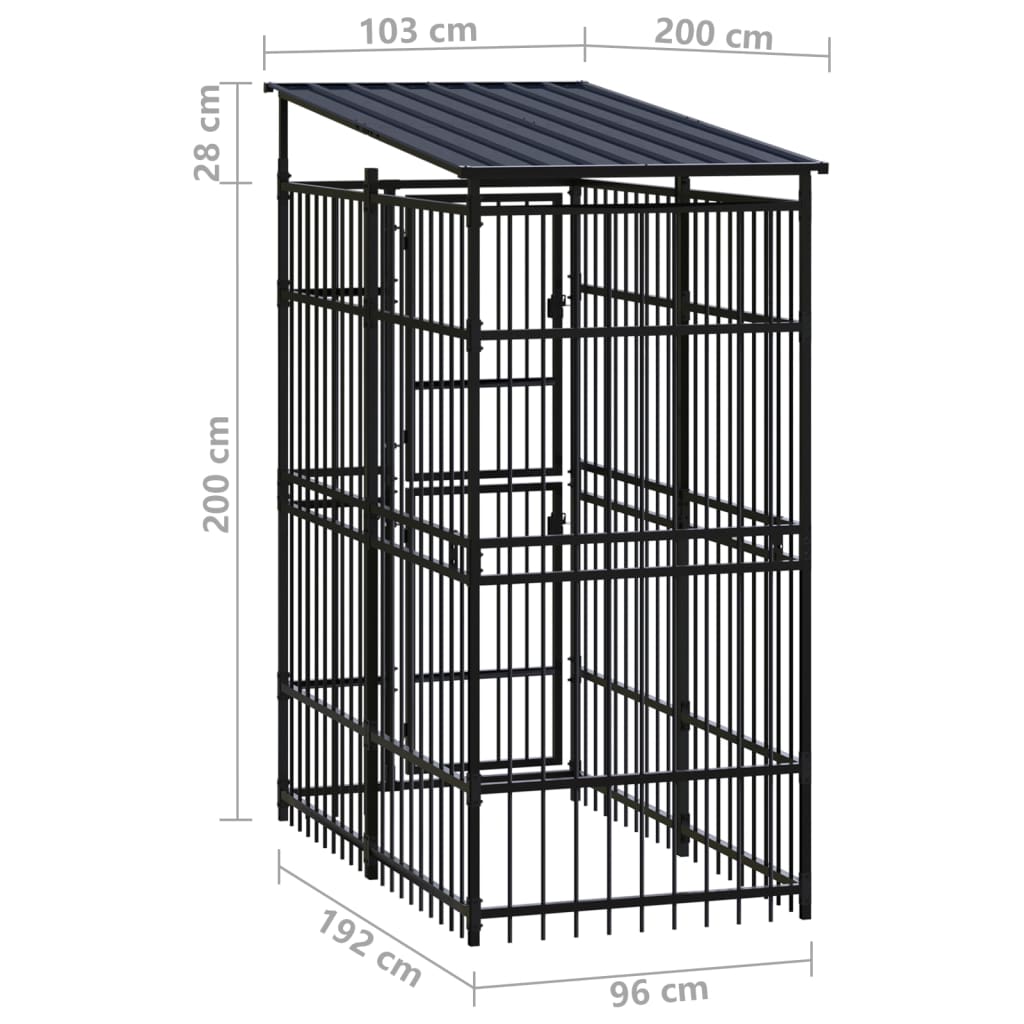 vidaXL Perrera de exterior con techo de acero 1,84 m²