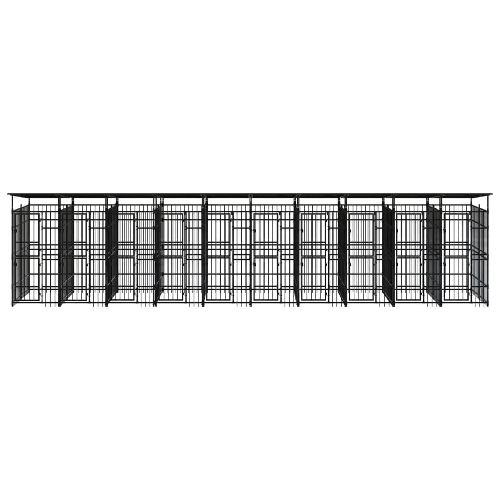 vidaXL Perrera de exterior con techo de acero 18,43 m²